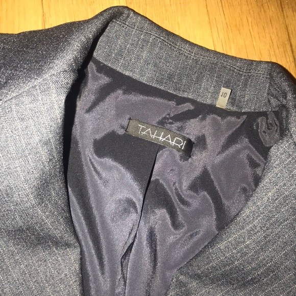 Authentic Tahari - gray blazer w/ white stripes - Picture 2 of 4